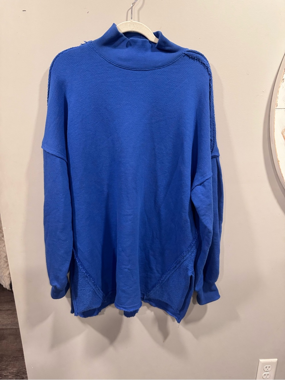 We The Free Royal Blue Ribbed Mock Neck Pullover Tunic Dress Comfy Sweatshirt - Picture 17 of 17